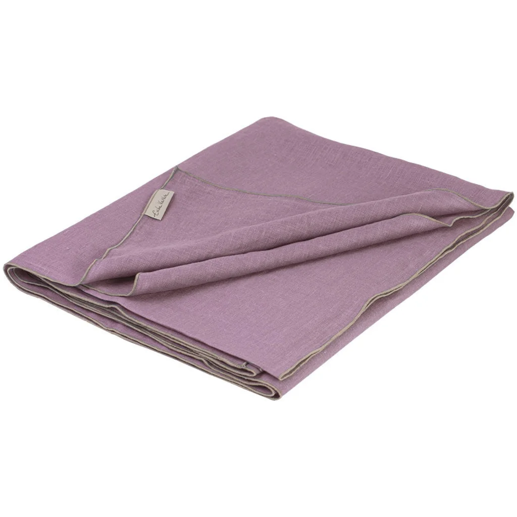 Leinen Tischdecke VILNIA in Flieder+Beige Lila+Beige von Erika Vaitkute Größe 145x145 cm