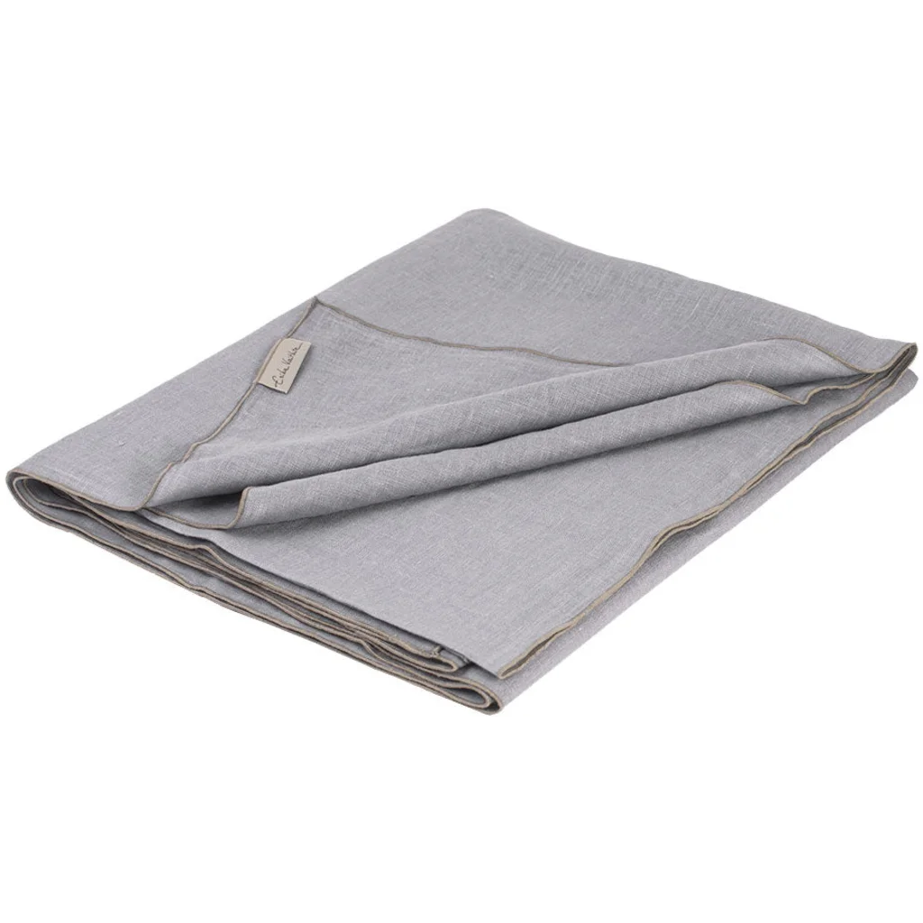 Leinen Tischdecke VILNIA in Hellgrau+Beige Grau+Beige von Erika Vaitkute Größe 145x145 cm
