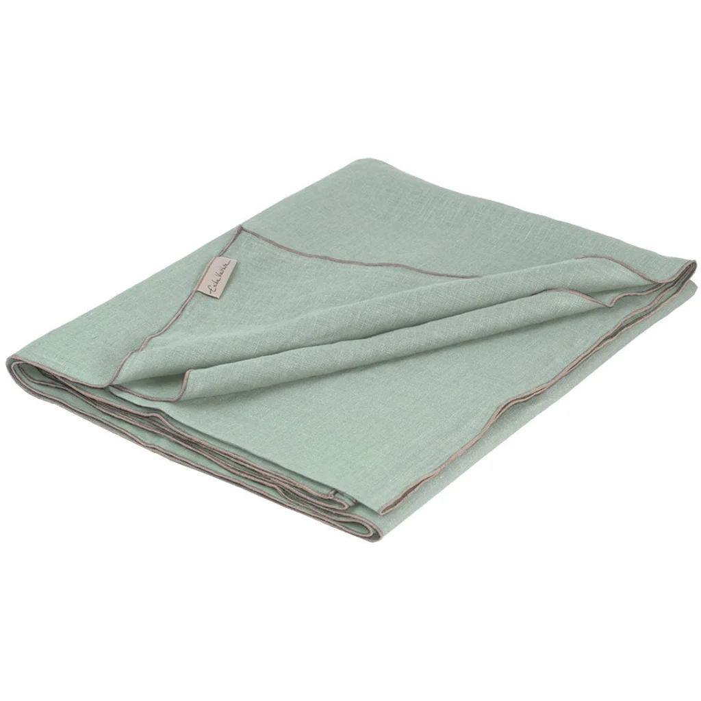 Leinen Tischdecke VILNIA in Mint+Beige Grün+Beige von Erika Vaitkute Größe 145x145 cm