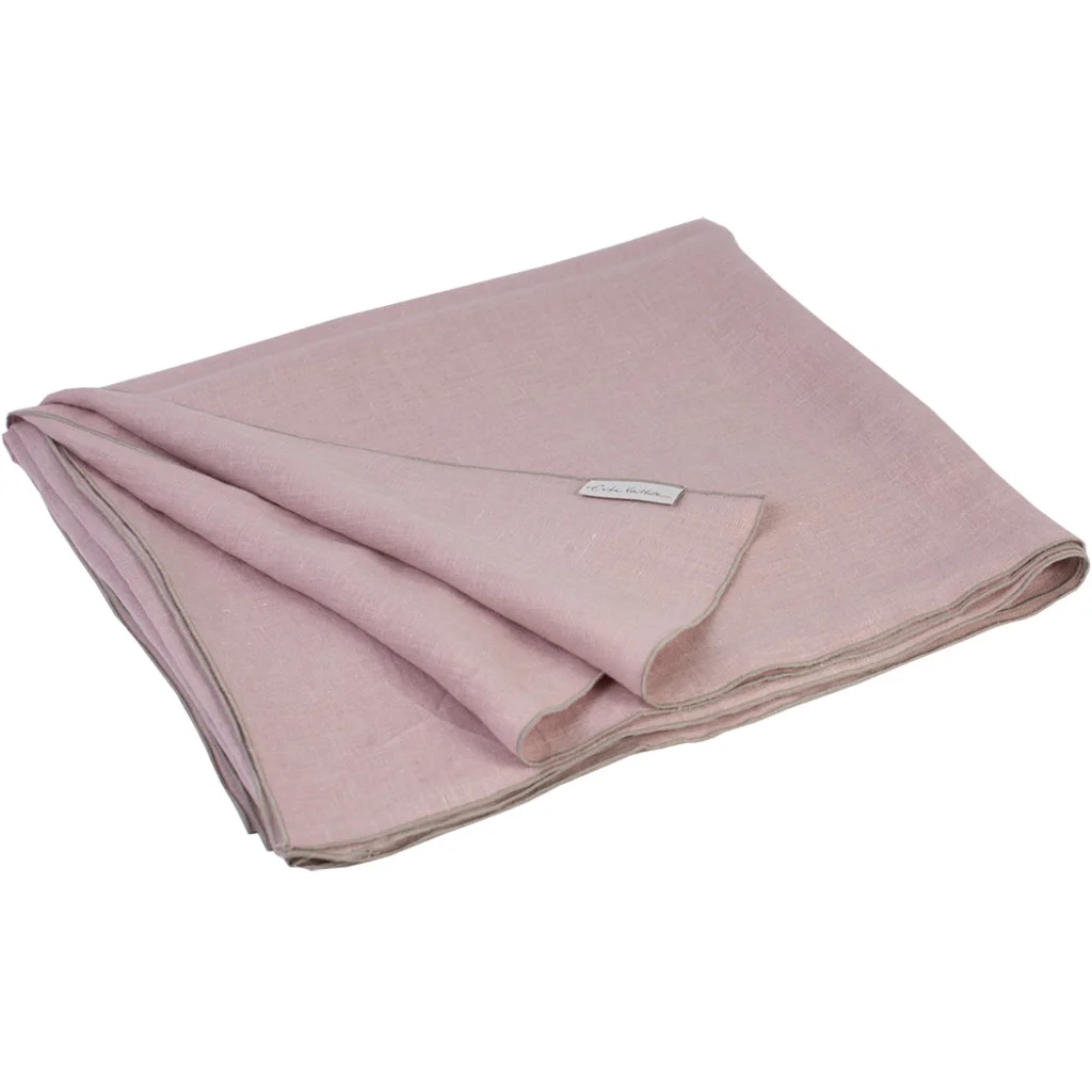 Leinen Tischdecke VILNIA in Rosa+Beige von Erika Vaitkute Größe 145x145 cm
