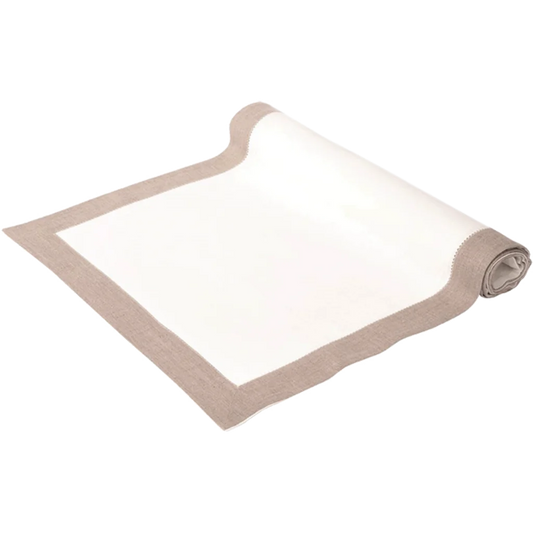 Leinen Tischläufer ALANTA in Creme+Beige von Erika Vaitkute Größe 40x140 cm