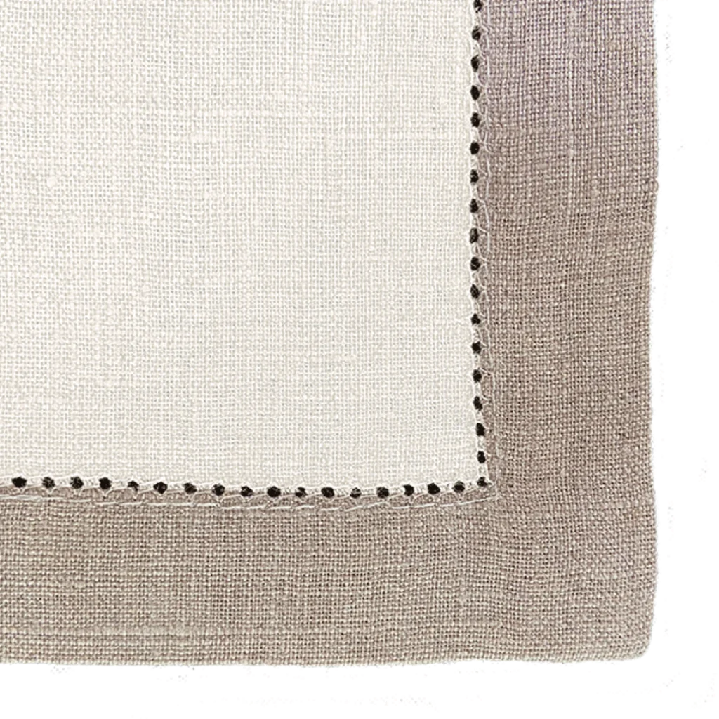 Leinen Tischläufer ALANTA in Creme+Beige von Erika Vaitkute Größe 40x140 cm