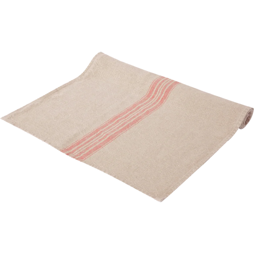 Leinen Tischläufer JARA in Beige+Rot Muster Streifen von Erika Vaitkute Größe 43x150 cm