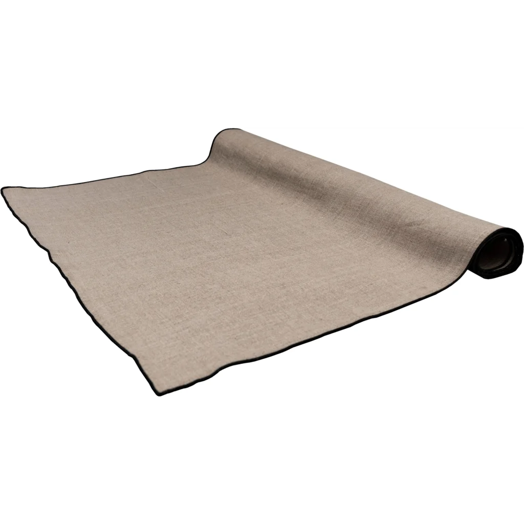Leinen Tischläufer VILNIA in Beige+Schwarz von Erika Vaitkute Größe 47x147 cm