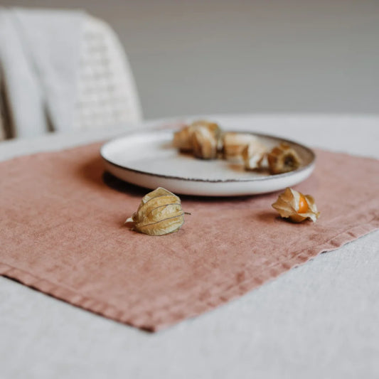 Leinen Tischset 2er-Pack in Apricot Orange von Linen Tales Größe 35x45 cm