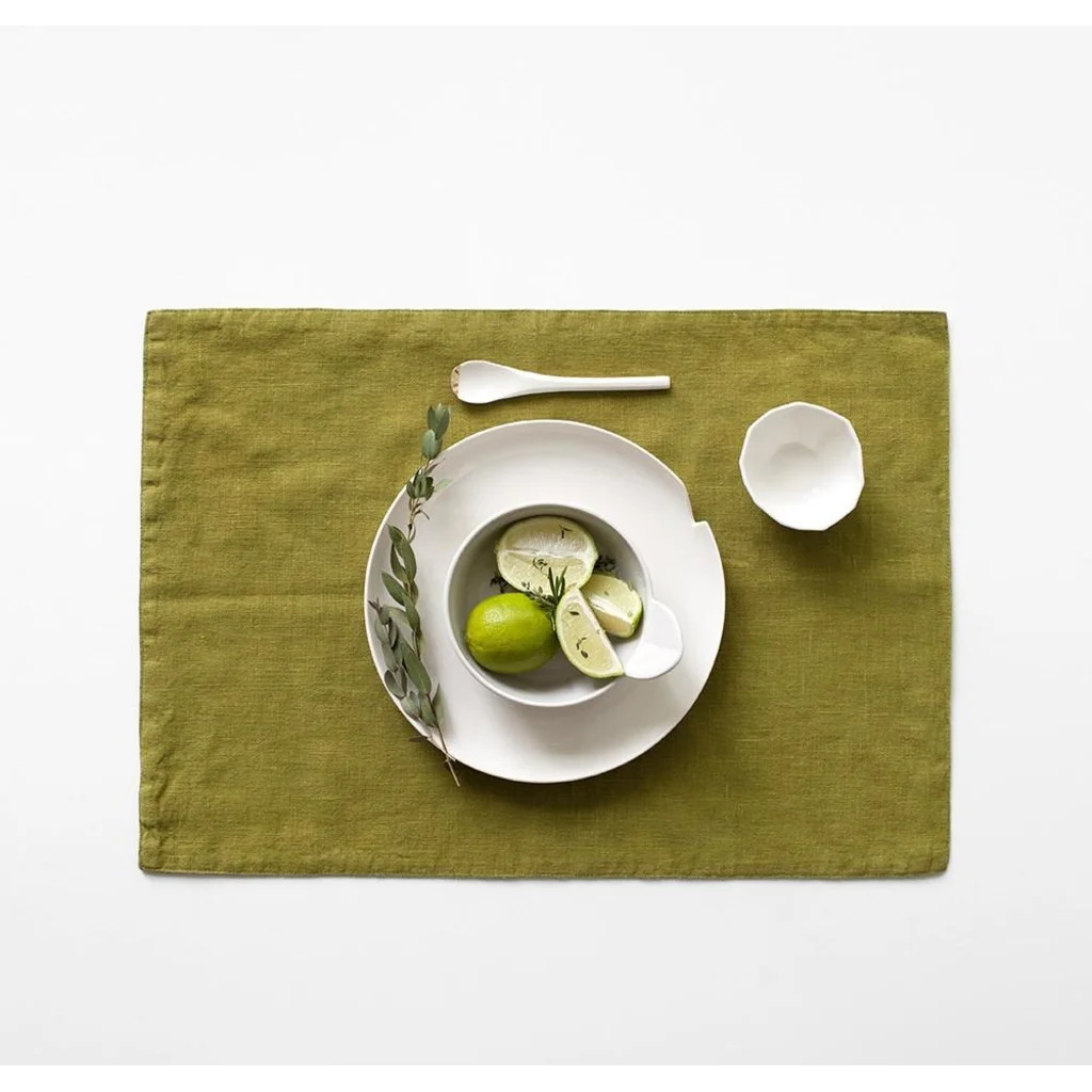 Leinen Tischset 2er-Pack in Moosgrün Grün von Linen Tales Größe 45x35 cm