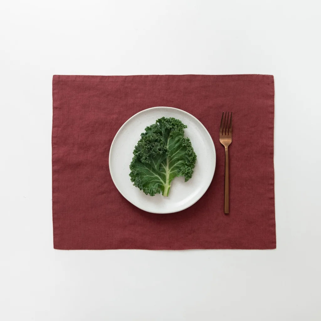 Leinen Tischset 2er-Pack in Weinrot Rot von Linen Tales Größe 45x35 cm