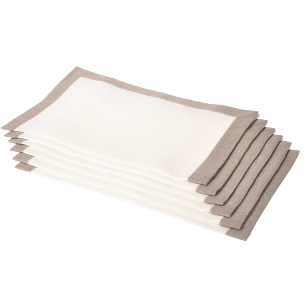 Leinen Tischset ALANTA 6er-Pack in Creme+Beige von Erika Vaitkute Größe 50x38 cm