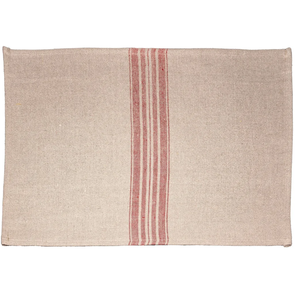 Leinen Tischset JARA 6er-Pack in Beige+Rot Muster Streifen von Erika Vaitkute Größe 45x37 cm