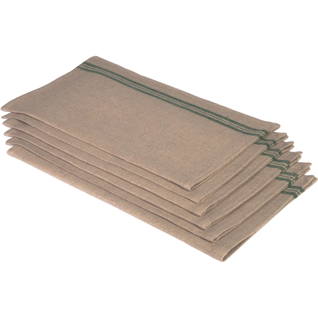 Leinen Tischset LANDHAUS 6er-Pack in Beige+Grün Muster Streifen von Erika Vaitkute Größe 46x37 cm