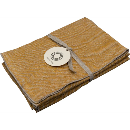 Leinen Tischset mit Fischgrät-Muster 6er-Pack in Senfgelb+Beige Gelb+Beige Muster Fischgrät von Erika Vaitkute Größe 46x36 cm