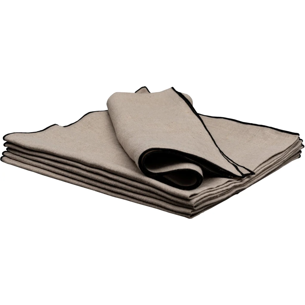 Leinen Tischset VILNIA 6er-Pack in Beige+Schwarz von Erika Vaitkute Größe 47x37 cm