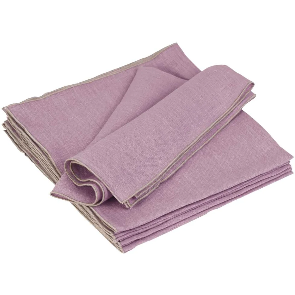 Leinen Tischset VILNIA 6er-Pack in Flieder+Beige Lila+Beige von Erika Vaitkute Größe 47x37 cm