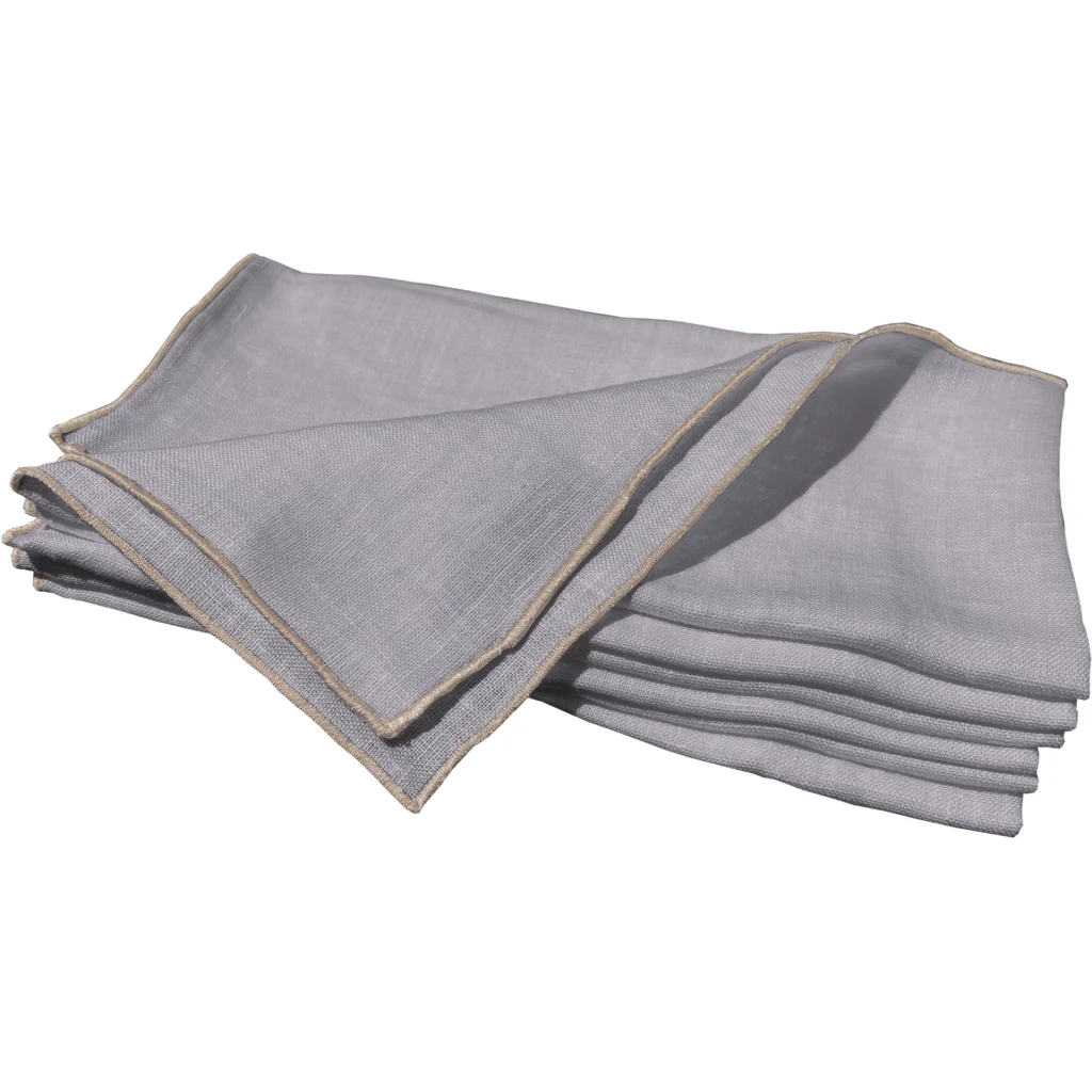 Leinen Tischset VILNIA 6er-Pack in Hellgrau+Beige Grau+Beige von Erika Vaitkute Größe 47x37 cm