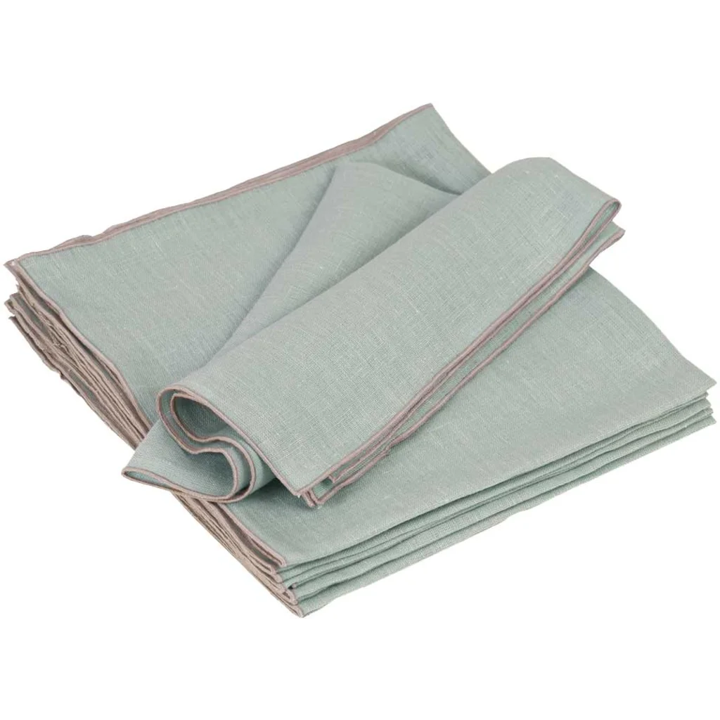 Leinen Tischset VILNIA 6er-Pack in Mint+Beige Grün+Beige von Erika Vaitkute Größe 47x37 cm