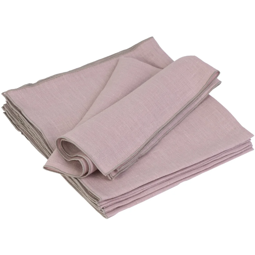 Leinen Tischset VILNIA 6er-Pack in Rosa+Beige von Erika Vaitkute Größe 47x37 cm