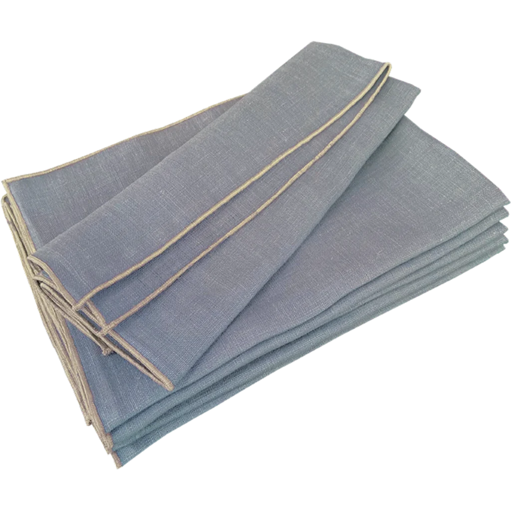 Leinen Tischset VILNIA 6er-Pack in Taubenblau+Beige Blau+Beige von Erika Vaitkute Größe 47x37 cm
