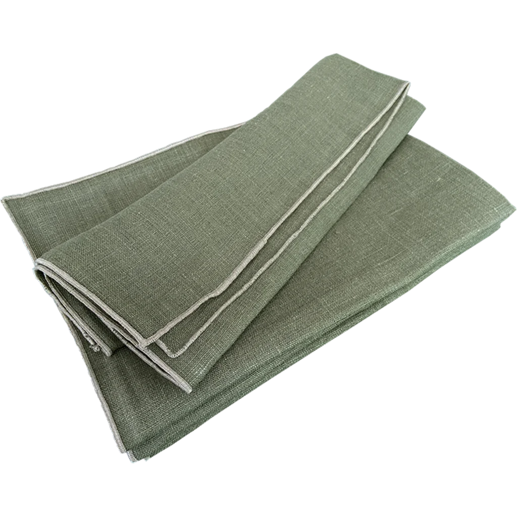 Leinen Tischset VILNIA 6er-Pack in Waldgrün+Beige Grün+Beige von Erika Vaitkute Größe 47x37 cm
