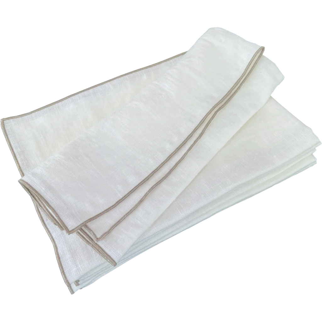 Leinen Tischset VILNIA 6er-Pack in Weiß+Beige von Erika Vaitkute Größe 47x37 cm