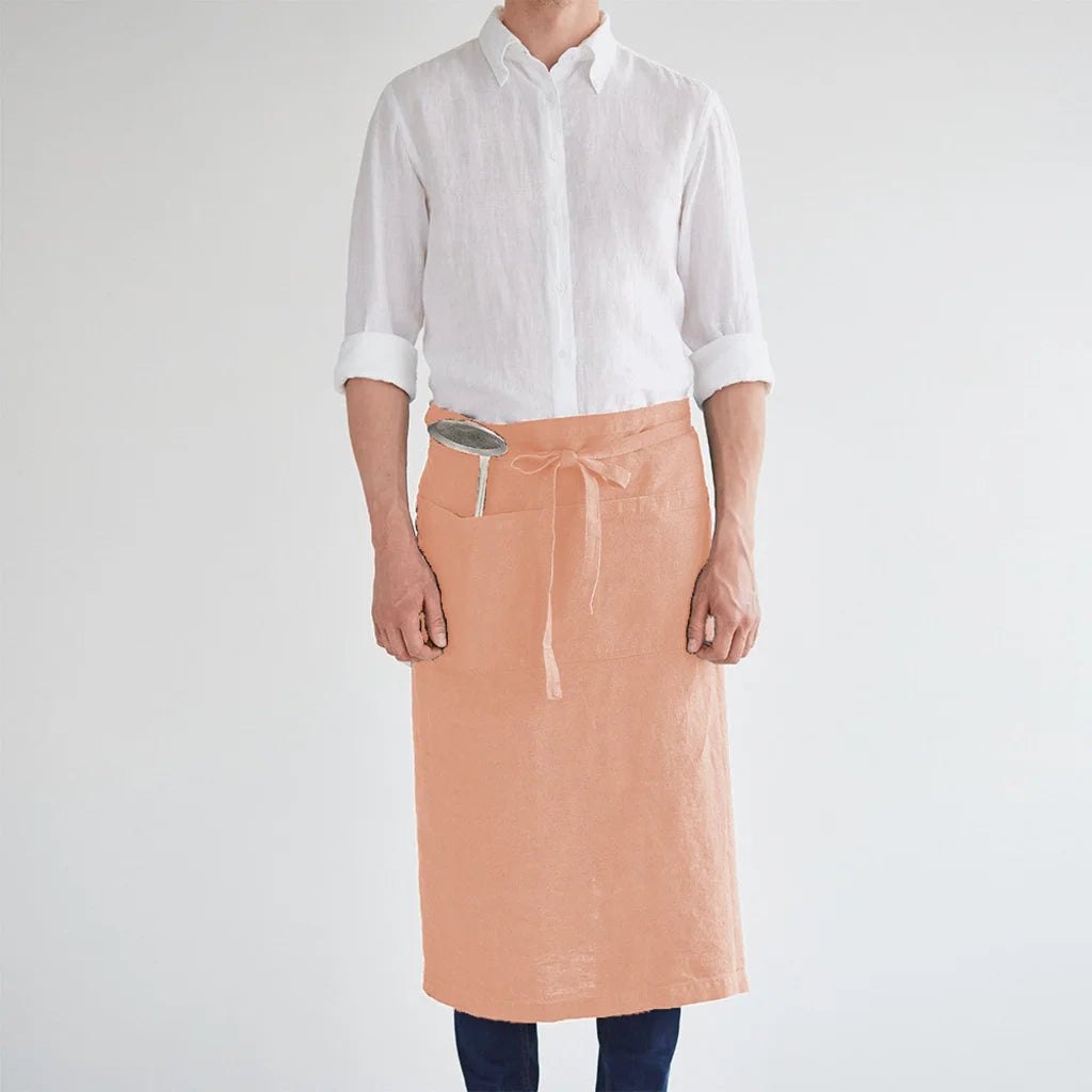 Leinen Vorbinder in Apricot Orange von Linen Tales Größe 105 cm breit+ 78 cm lang