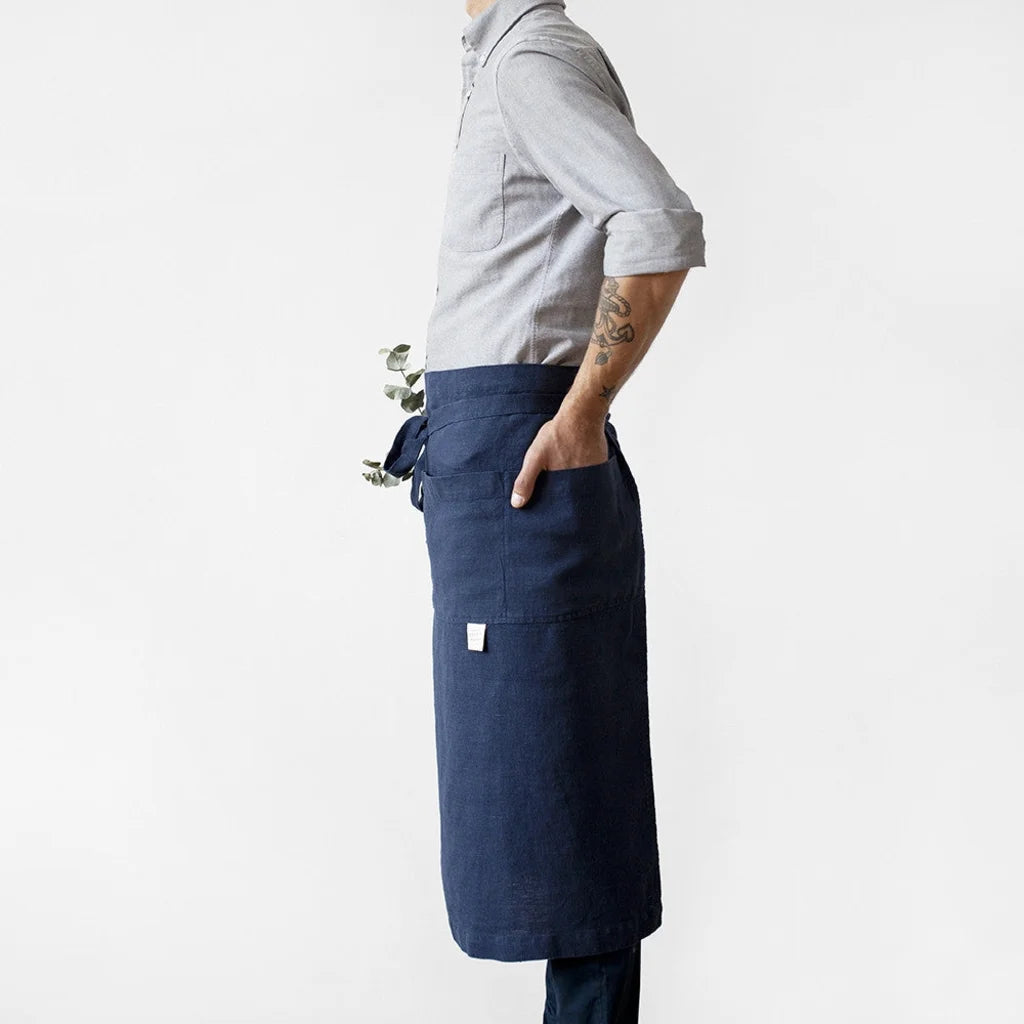 Leinen Vorbinder in Dunkelblau Blau von Linen Tales Größe 105 cm breit+ 78 cm lang