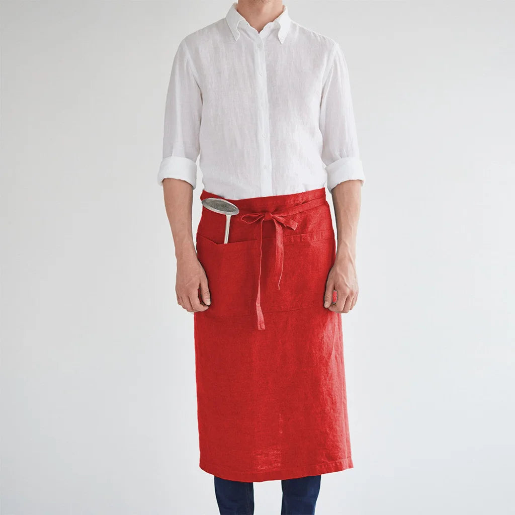 Leinen Vorbinder in Rot von Linen Tales Größe 105 cm breit+ 78 cm lang