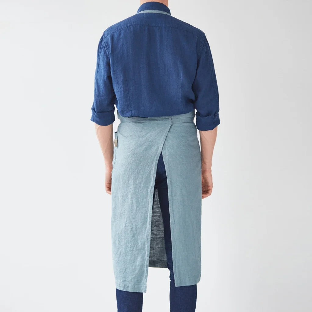 Leinen Vorbinder in Taubenblau Blau von Linen Tales Größe 105 cm breit+ 78 cm lang