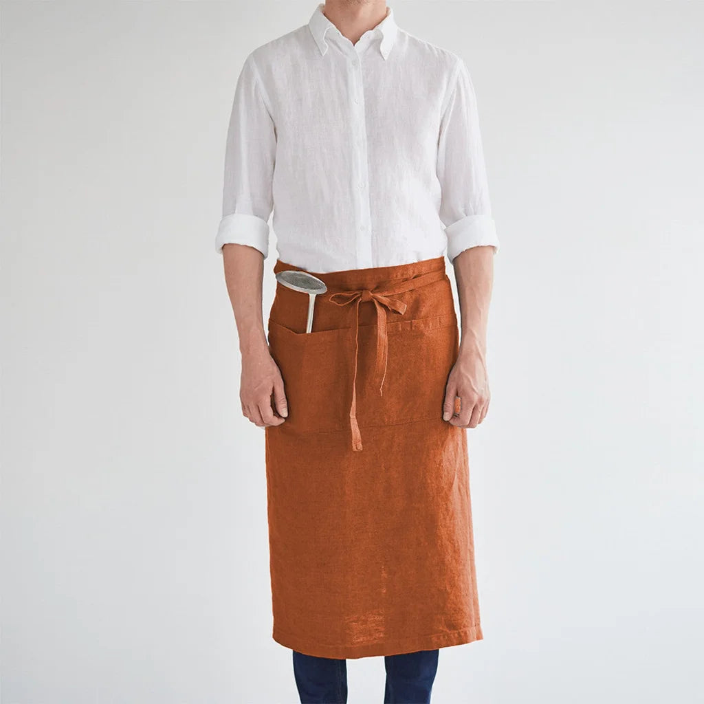 Leinen Vorbinder in Terra Orange von Linen Tales Größe 105 cm breit+ 78 cm lang
