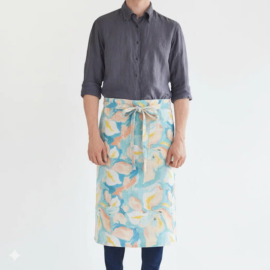 Leinen Vorbinder Streifen in Weiß+Anthrazit Weiß+Grau Muster Streifen von Linen Tales Größe 105 cm breit+ 78 cm lang