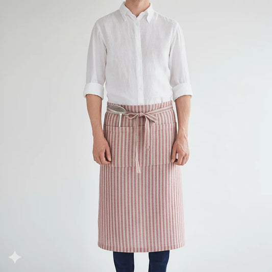 Leinen Vorbinder Streifen in Weiß+Anthrazit Weiß+Grau Muster Streifen von Linen Tales Größe 105 cm breit+ 78 cm lang