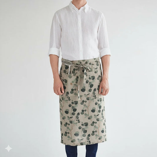 Leinen Vorbinder Streifen in Weiß+Anthrazit Weiß+Grau Muster Streifen von Linen Tales Größe 105 cm breit+ 78 cm lang