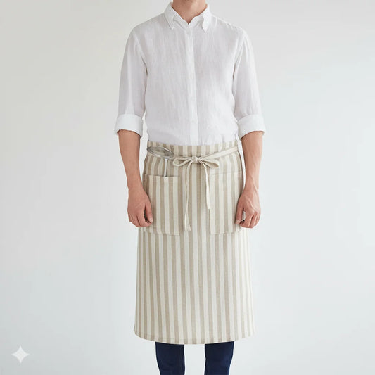Leinen Vorbinder Streifen in Weiß+Anthrazit Weiß+Grau Muster Streifen von Linen Tales Größe 105 cm breit+ 78 cm lang