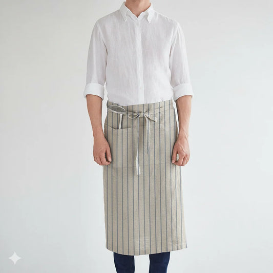 Leinen Vorbinder Streifen in Weiß+Anthrazit Weiß+Grau Muster Streifen von Linen Tales Größe 105 cm breit+ 78 cm lang