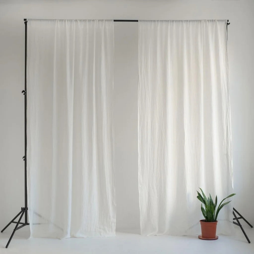 Leinen Vorhang mit Tunnel 2er-Set in Weiß von Linen Tales Größe 130x330 cm