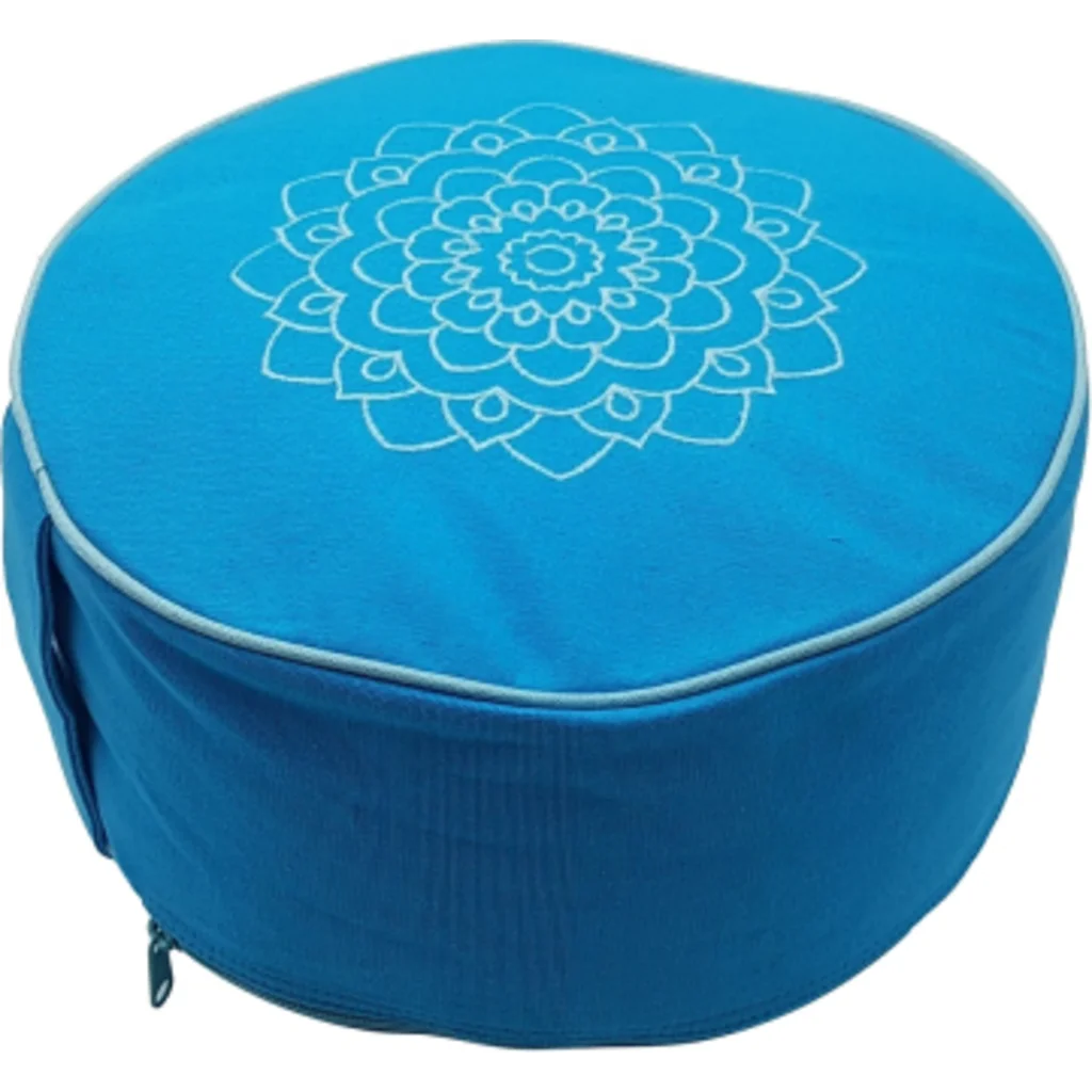 Meditationskissen+Yogakissen rund mit Stickerei in Blau von Frida Feeling Größe Ø 30 cm Höhe 15 cm