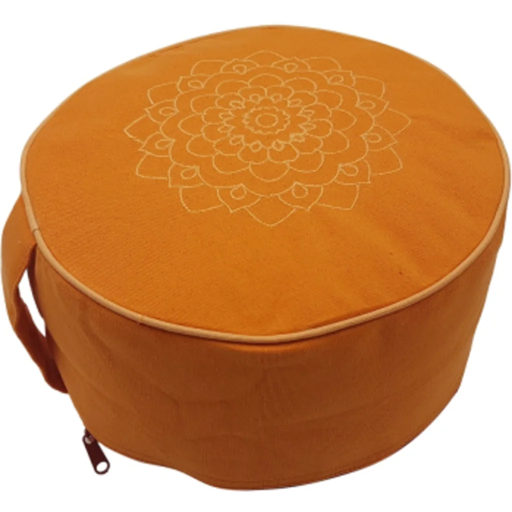 Meditationskissen+Yogakissen rund mit Stickerei in Orange von Frida Feeling Größe Ø 30 cm Höhe 15 cm