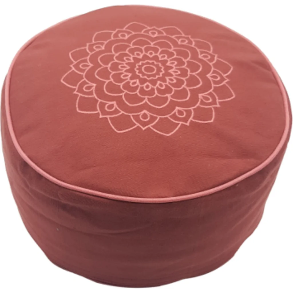 Meditationskissen+Yogakissen rund mit Stickerei in Rost  Rot  von Frida Feeling Größe Ø 25 cm Höhe 10 cm