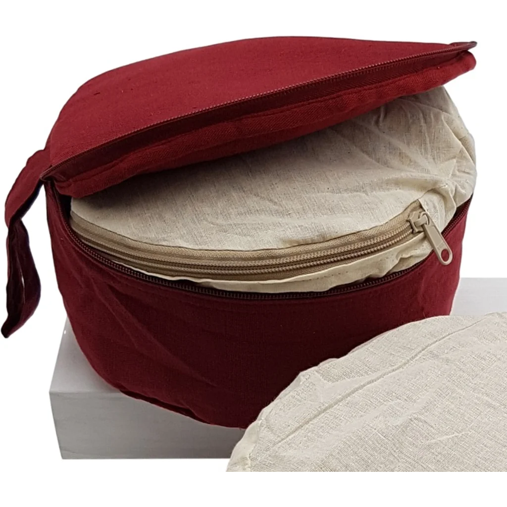 Meditationskissen+Yogakissen rund mit Stickerei in Rot+Orange von Frida Feeling Größe Ø 30 cm Höhe 15 cm