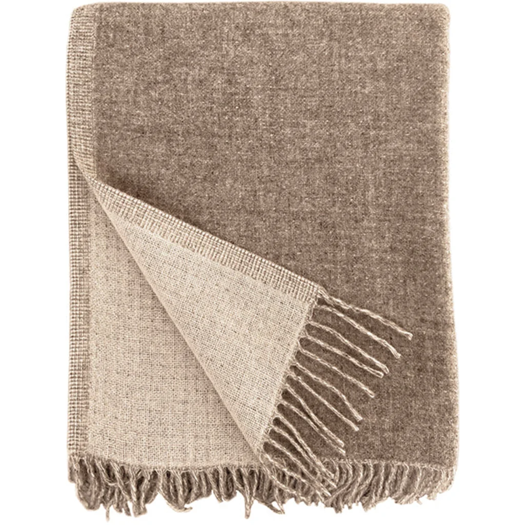 Merino Doubleface Decke in Hellbraun+Beige Braun+Beige von Erika Vaitkute Größe 140x200 cm