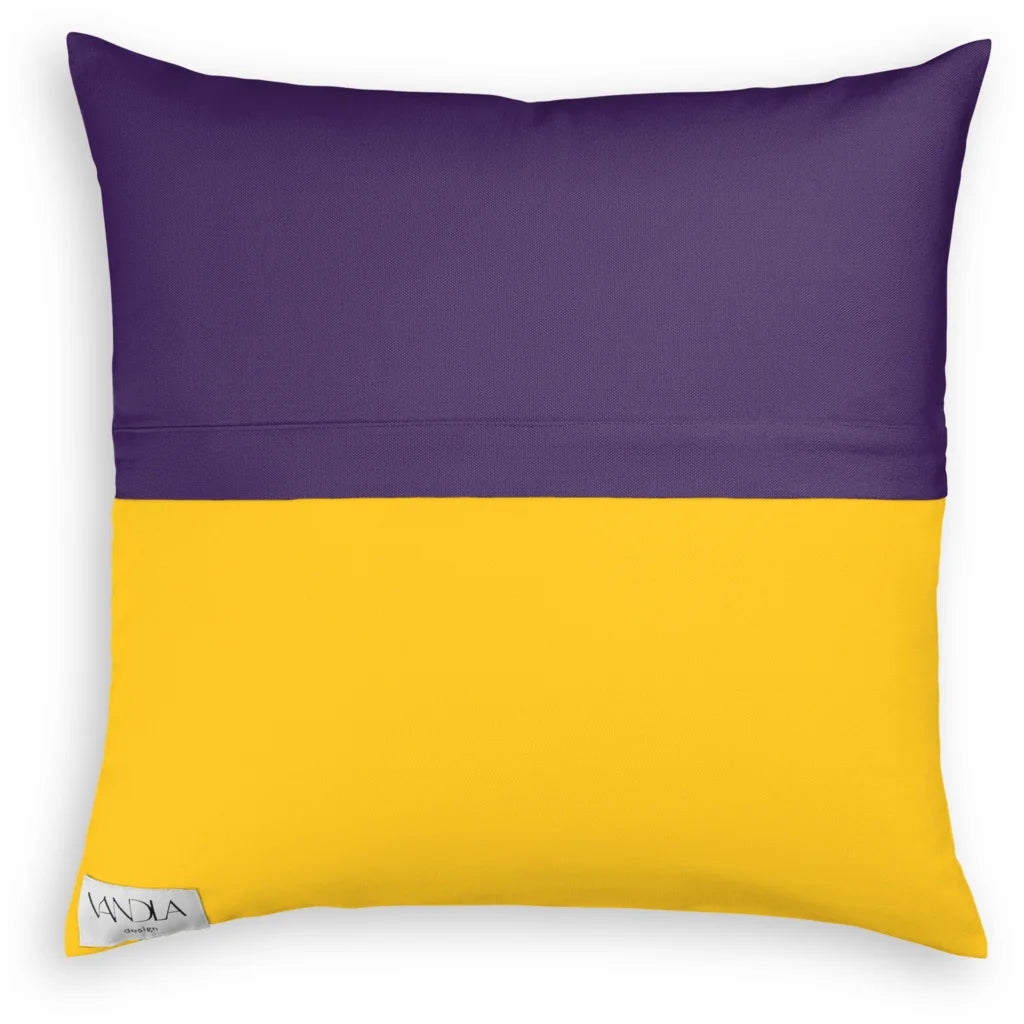 Modulare Kissenhülle Farbkombinationen mit Lila in Lila+Gelb von Vandla design Größe 50x50 cm