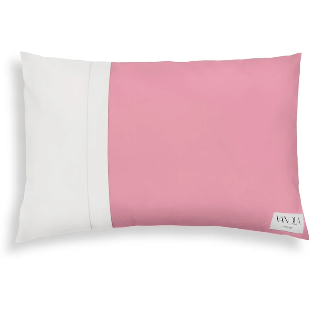 Modulare Kissenhülle rechteckig Farbkombinationen mit Altrosa in Altrosa+Weiß Rosa+Weiß von Vandla design Größe 40x60 cm