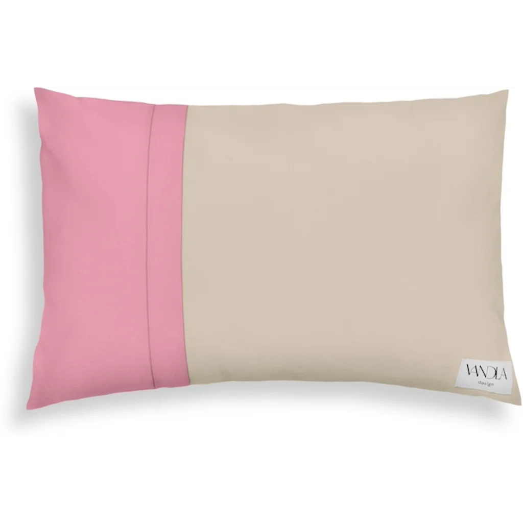 Modulare Kissenhülle rechteckig Farbkombinationen mit Beige in Beige+Altrosa Beige+Rosa von Vandla design Größe 40x60 cm