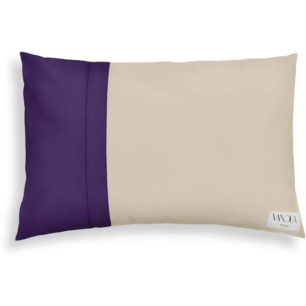 Modulare Kissenhülle rechteckig Farbkombinationen mit Beige in Beige+Lila von Vandla design Größe 40x60 cm