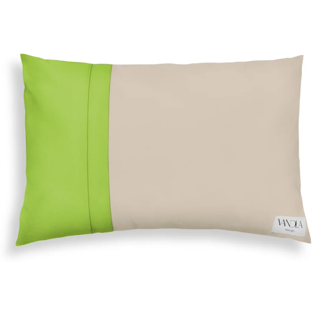 Modulare Kissenhülle rechteckig Farbkombinationen mit Beige in Beige+Limette Beige+Grün von Vandla design Größe 40x60 cm