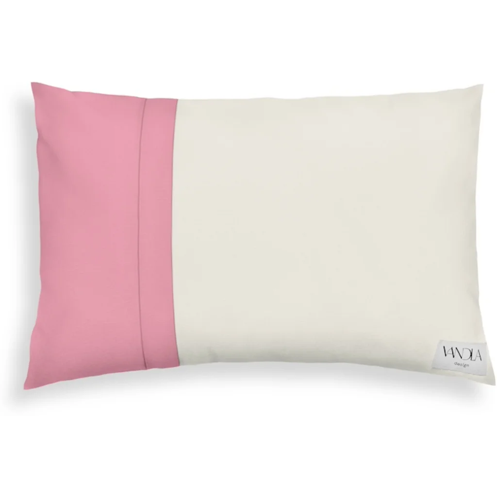 Modulare Kissenhülle rechteckig Farbkombinationen mit Creme in Creme+Altrosa Creme+Rosa von Vandla design Größe 40x60 cm