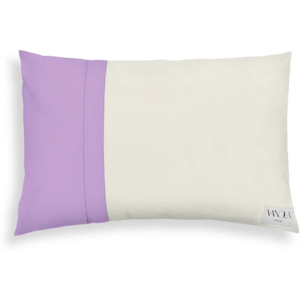 Modulare Kissenhülle rechteckig Farbkombinationen mit Creme in Creme+Flieder von Vandla design Größe 40x60 cm