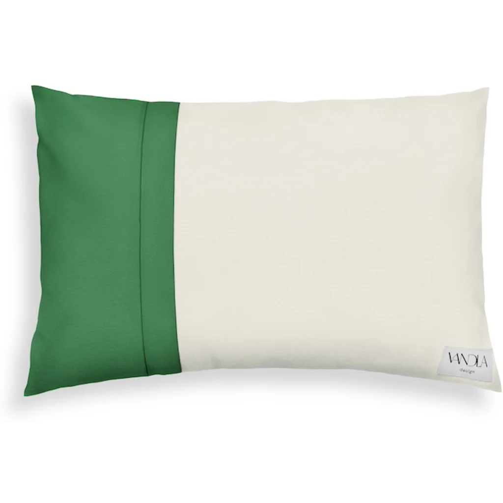 Modulare Kissenhülle rechteckig Farbkombinationen mit Creme in Creme+Grün von Vandla design Größe 40x60 cm