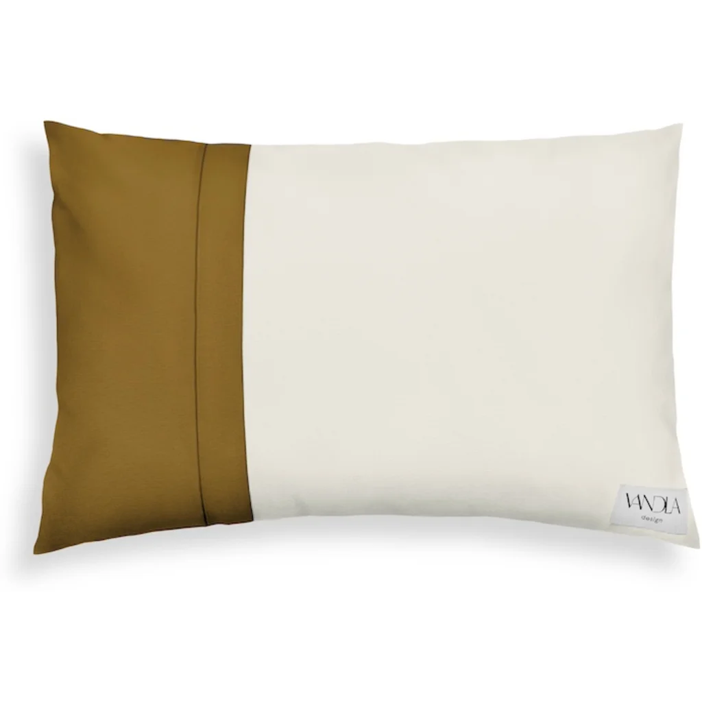 Modulare Kissenhülle rechteckig Farbkombinationen mit Creme in Creme+Hellbraun Creme+Braun von Vandla design Größe 40x60 cm