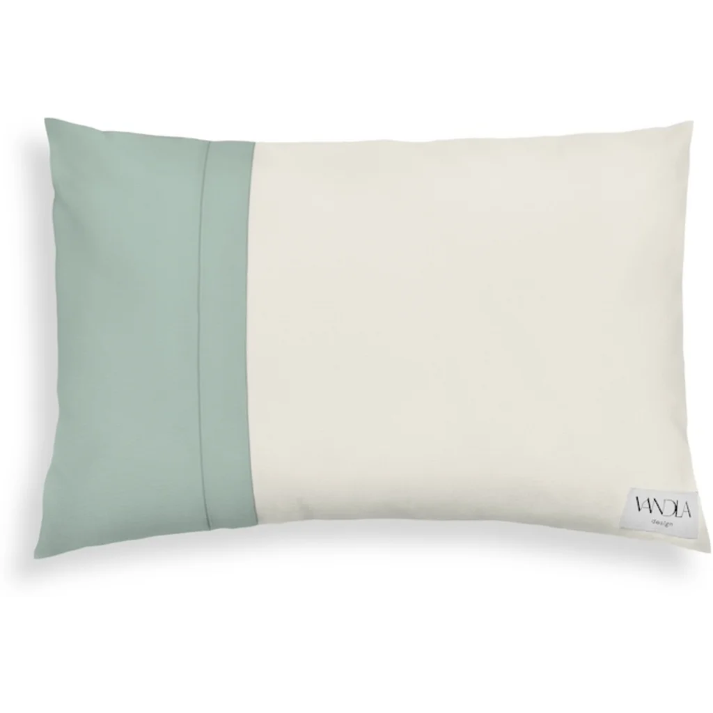 Modulare Kissenhülle rechteckig Farbkombinationen mit Creme in Creme+Mint Creme+Grün von Vandla design Größe 40x60 cm