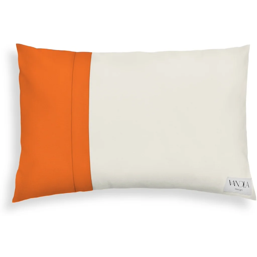 Modulare Kissenhülle rechteckig Farbkombinationen mit Creme in Creme+Orange von Vandla design Größe 40x60 cm